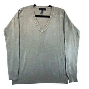 FOREVER 21 Womens Solid V Neck Long Sleeve Sweater Size Small Green